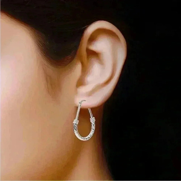 New Beautiful Sterling Silver Hoops - Picture 3 of 4